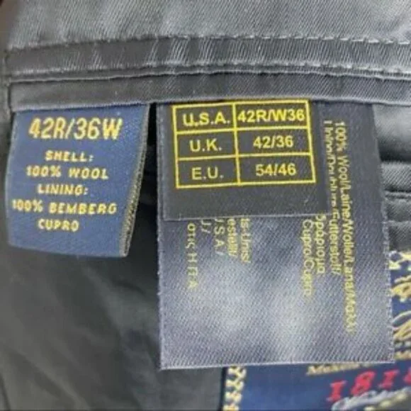 Brooks Brothers 1818 Madison Navy Blue 100% Wool Blazer Size 42R 36W Sports Coat - Picture 3 of 11